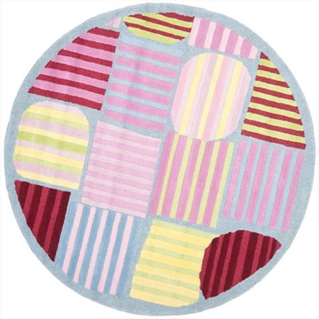 SAFAVIEH 6 x 6 ft. Round Novelty Kids Blue and Multicolor Hand Tufted Rug SFK312A-6R